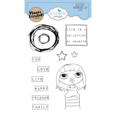 Moments of life stamp set - Stämpelset från Elisabeth Craft Designs, med flicka, ord och doodlad cirkel