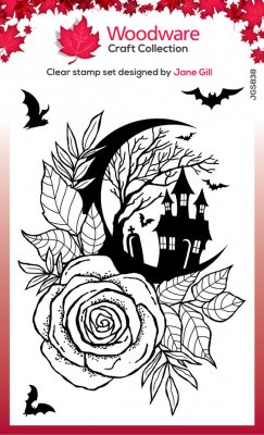 Moon & Rose Clear Stamp set Halloween from Woodware A6