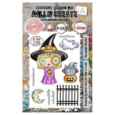 MOONLIGHT MISCHIEF Halloween clear stamp set - Stämpelset med häxa från AALL & Create A7