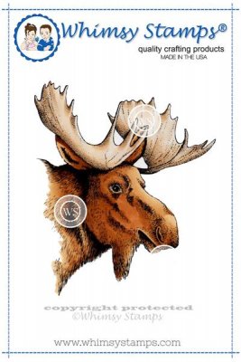 Moose head rubber stamp - Stämpel med ett älghuvud från Whimsy Stamps 7,5*9,1 cm