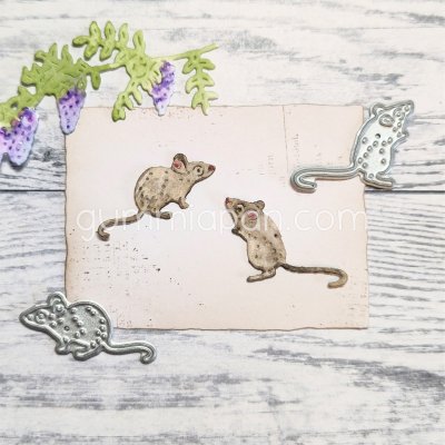 MOUSE MICE die set MÖSS from Gummiapan ca: 21,5 x 21,5 mm, 26,5 x 13,5mm