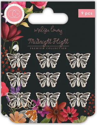 MOTHS Midnight Flight Metal Charms - Malar metalldekorationer från Craft Consortium