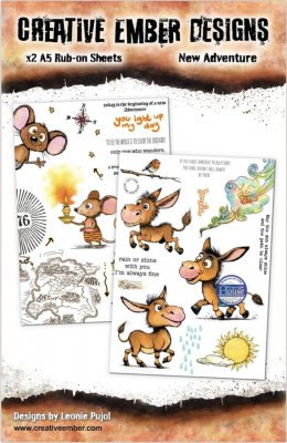 NEW ADVENTURE DONKEY MOUSE RUB-ONS from Leonie Pujol A5