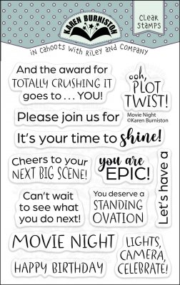 Movie night greetings clear stamp set - Stämpelset med biotema från Karen Burniston