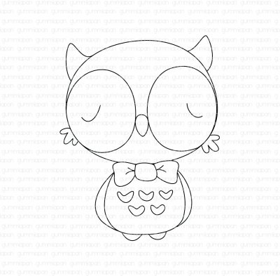 Mr Feathers owl stamp - Stämpel med en uggla från Gummiapan 4,1*5,3 cm
