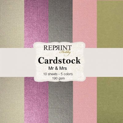 Mr & Mrs 12x12 Inch Cardstock - Enfärgade papper med bröllopstema från Reprint 30x30 cm