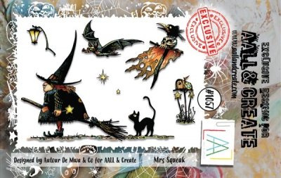 MRS SQUEAK Halloween witch clear stamp set - Stämpelset med häxa från AALL & Create A7