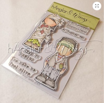 Mummy and frank - Stämpelset med halloweenfigurer från Hänglar & Wings A6