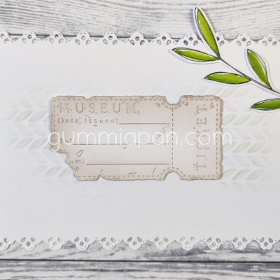 MUSEIBILJETT MUSEUM stansmall från Gummiapan ca 73,5 x 37 mm