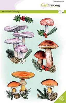 Mushrooms Christmas GB Dimensional stamp set - Stämpelset med svampar från Craft Emotions A5