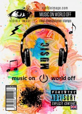MUSIC ON headphones clear stamp set from Visible image A6