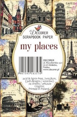 My Places Paper Pack travel journey - Små papper med olika resemål från Decorer 7x10,85 cm