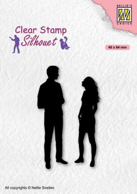 Silhouette Teenagers Date clear stamp set - Stämplar med ungdomar kille och tjej från Nellie Snellen 40x64 mm