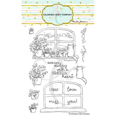 New day windowsill with cats clear stamp set - Stämpelset med katter och fönster från Anita Jeram Colorado Craft Company 10x15 c