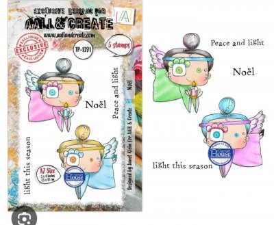 Noël Christmas angel clear stamp set - Stämpelset med julänglar från AALL & Create A7
