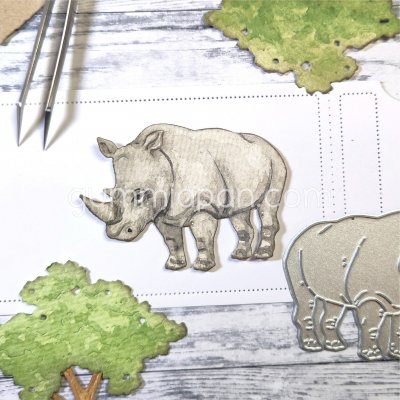 RHINOCEROS die NOSHÖRNING Gummiapan ca 61,5 x 44 mm