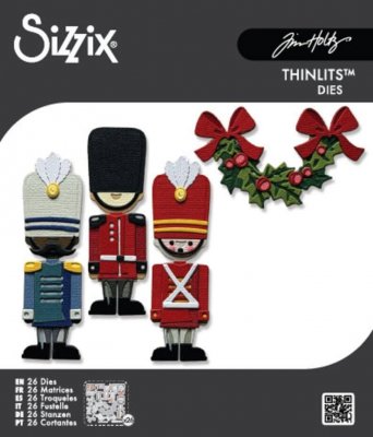 YULETIDE HARVEY wreath + nutcracker die set - Halvkrans + nötknäpparstansmallar från Tim Holtz Sizzix