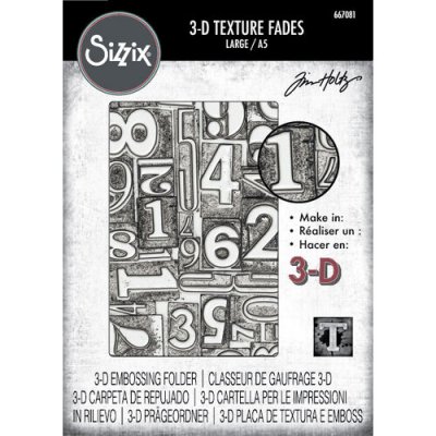 NUMBERERED TEXTURE FADE - Embossingfolder med siffror från Tim Holtz Sizzix