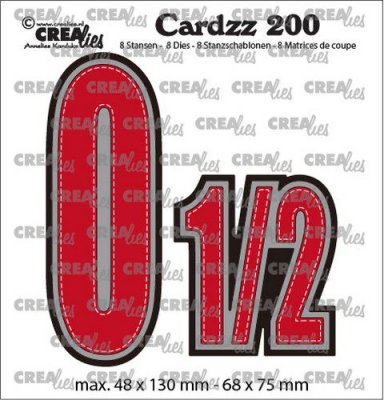 Numbers 0 en 1/2 CLCZ200 - Stansmallar med stora siffror och ½ från CreaLies 4,8x13 cm - 6,8x7,5 cm