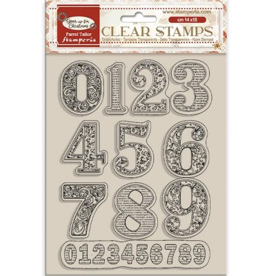 NUMBERS clear stamp set - Stämpelset med siffror från Stamperia 14x18 cm