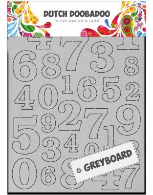 Numbers greyboard - Siffror i chipboardliknande material från Dutch Doobadoo A6