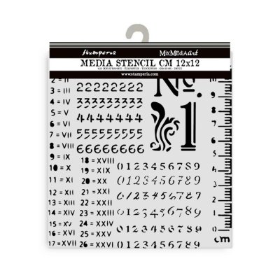 Numbers Pattern stencil - Schablon med nummer siffror från Stamperia 12x12 cm