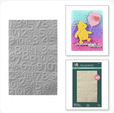 NUMBERS say cheese Pooh embossing folder - Embossingfolder med siffror från Spellbinders