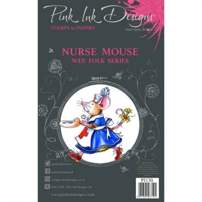 Nurse mouse clear stamp set - Stämpelset med mus-sköterska från Pink ink design A7