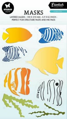 OCEAN FISH Mask Essentials nr.198 - Schablon med fiskar från Studio Light 15x21 cm