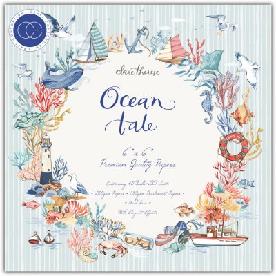 OCEAN TALE 6x6 Inch Paper Pad - Mönsterpapper med havstema från Craft Consortium 15x15 cm