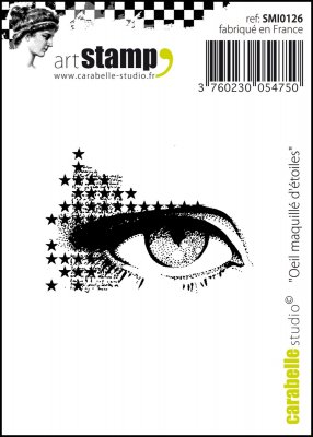 STAR EYE Oeil Marquille D'Etoiles rubber stamp - Stämpel med öga och stjärnor från Carabelle Studio A7