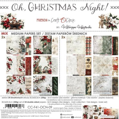 OH CHRISTMAS NIGHT paper set 8x8 - Juliga mönsterpapper från Craft o'clock 20x20 cm