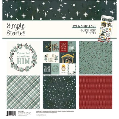 Oh, Holy Night 12x12 Inch Simple Kit - Mönsterpapper med jultema från Simple Stories 30x30 cm