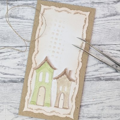 OLD HOUSES die set from Gummiapan ca 28,5 x 52,5 , 31 x 64,5 mm