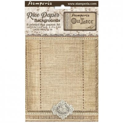 OLD LACE RICE PAPER 8 pc- 8 st mönsterrispapper från Stamperia A6