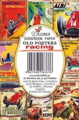 Old Posters Racing CARS Paper Pack from Decorer 7x10 cm