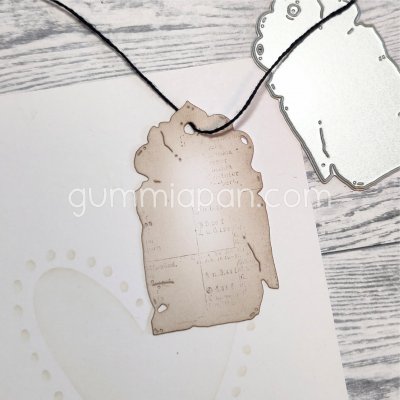OLD TAG die gammal tag from Gummiapan ca: 38 x 67 mm