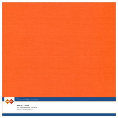 ORANGE Linen Cardstock 30,5x30,5 cm (10pcs) - Orange papper från Card Deco