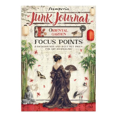 ORIENTAL GARDEN JUNK JOURNAL - Bakgrundspapper, stickers m m med Asientema från Stamperia A4