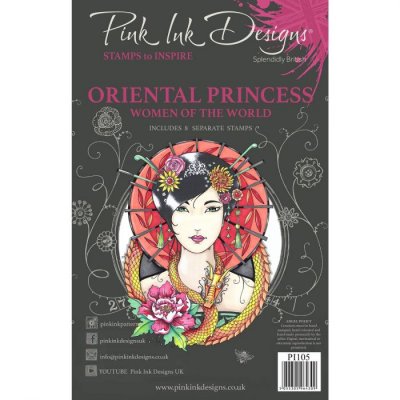Oriental princess clear stamp set - Stämpelset med kvinna från Pink ink design A5