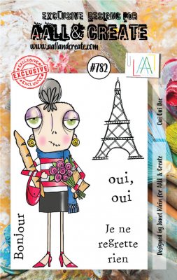 OUI OUI DEE FRANCE woman clear stamp set - Stämpelset med franskt tema från Janet Klein AALL & Create A7