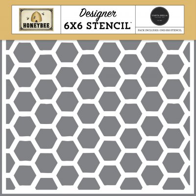 OUR BEEHIVES HEXAGONS stencil - Schablon med sexkantigt mönster från Carta Bella 15x15 cm
