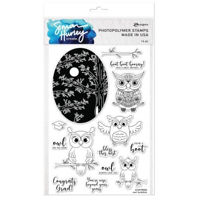 Owl buddies clear stamp set from Simon Hurley Ranger ink ca 15x22 cm