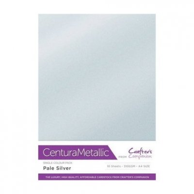 PALE SILVER Centura Metallic Pearl A4 Pack (10 pcs) - Silverfärgade metallpapper från Crafter's Companion