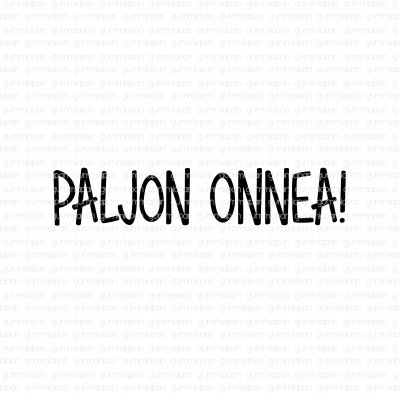 Paljon onnea - Finsk stämpel med texten många gratulationer från Gummiapan 1,9*0,3 cm