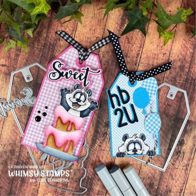 FÖRBESTÄLLNING Panda peekers clear stamp set - Stämpelset med pandor från Whimsy Stamps 10x15 cm