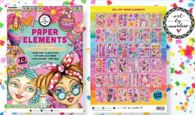 EXTRA BIG PAPER ELEMENTS pad 70 pages - Massor av stora die cut-dekorationer från Art by Marlene Studio Light A4