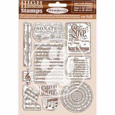 Passion music rubber stamp set - Stämpelset med musiktema från Stamperia 14x18 cm
