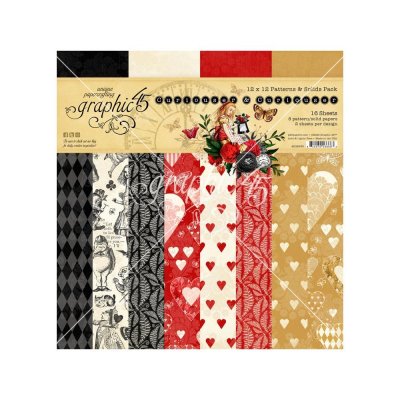 Patterns & Solids, Curiouser & Curiouser paper pack 12x12 - Mönsterpapper från Graphic 45
