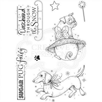Pawsome pooch dachshund dog clear stamp set - Stämpelset med hund tax från Pink ink design A5
